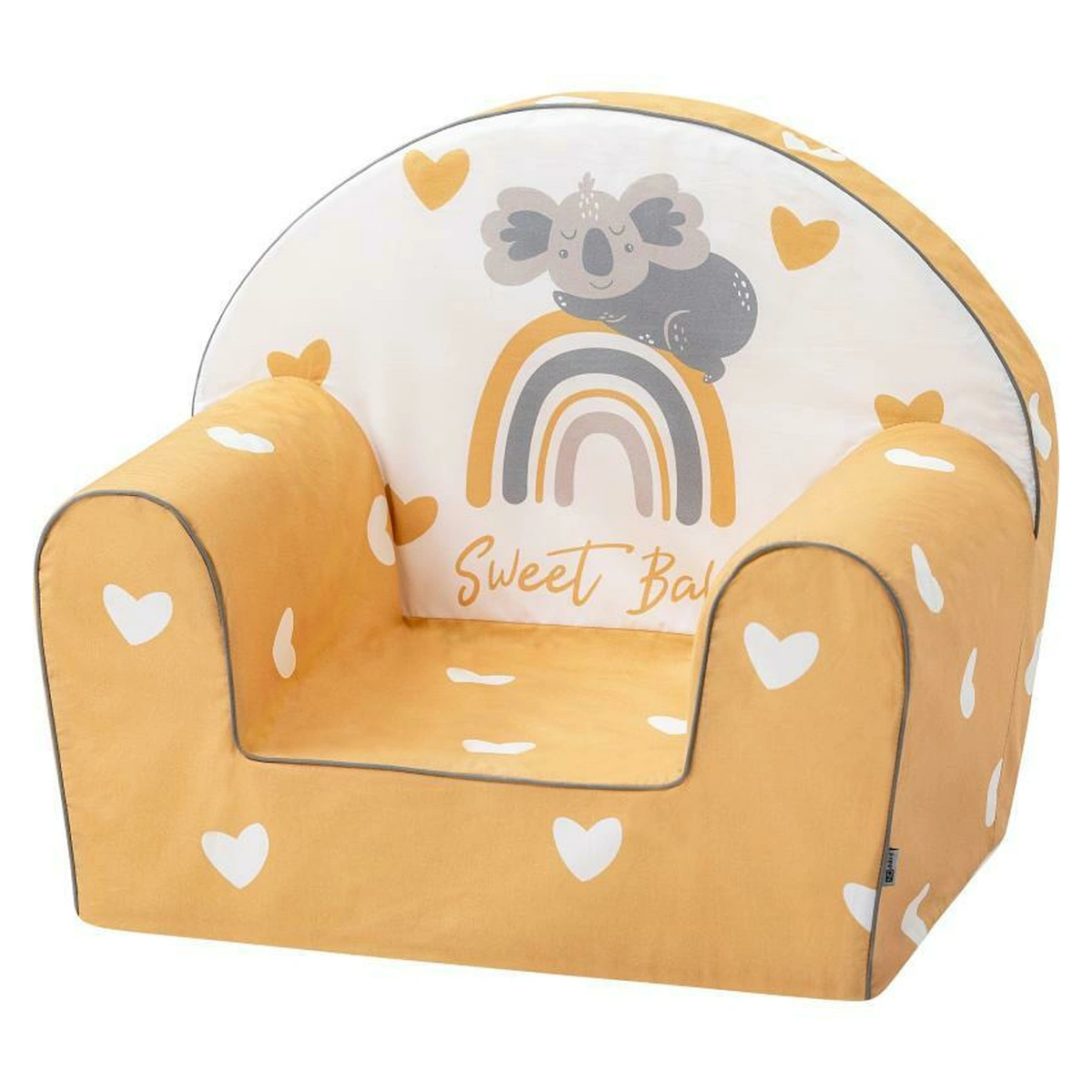 Fotolii copii - Fotoliu pentru copii, Bubaba, Yellow Hearts, 9 luni - 5 ani, Cu Husa detasabila