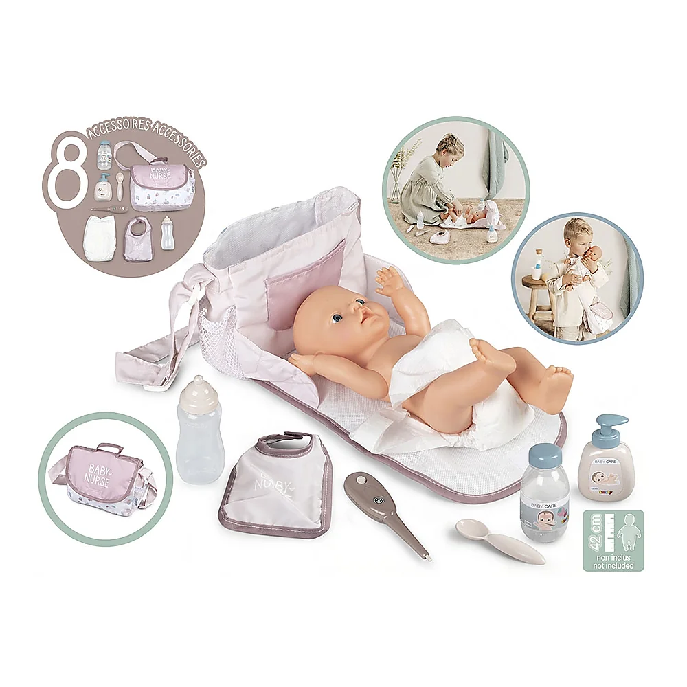 Gentuta de infasat pentru papusa Smoby Baby Nurse Changing Bag crem cu accesorii [1]