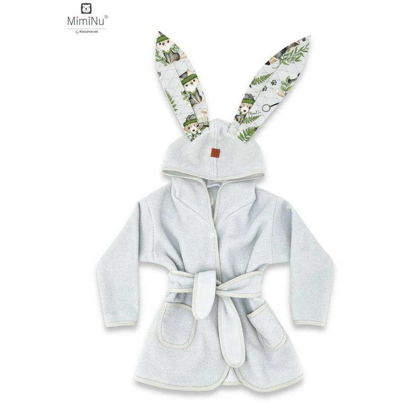 Prosoape si halate de baie - Halat de baie, MimiNu, 6 - 24 luni, bumbac si thermo fleece, Detective Natural