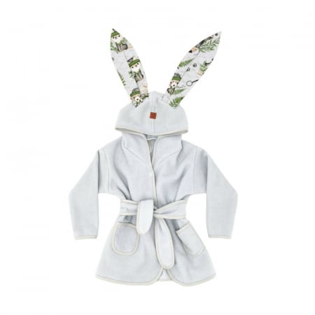 Prosoape si halate de baie - Halat de baie, MimiNu, 2 - 5 ani, bumbac si thermo fleece, Detective Natural