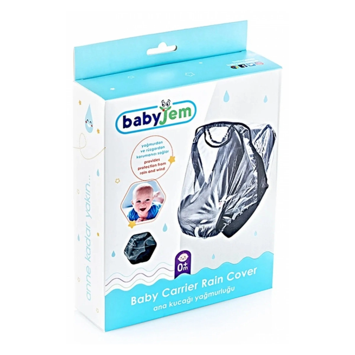 Accesorii carucioare - Husa de ploaie pentru scaun auto 0-13 kg BabyJem Rain Cover