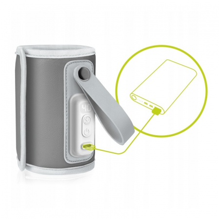 Incalzitor biberoane ThermUp Go, Portabil, Temperatura constanta pana la 24 h, Incarcare USB, Gri [5]
