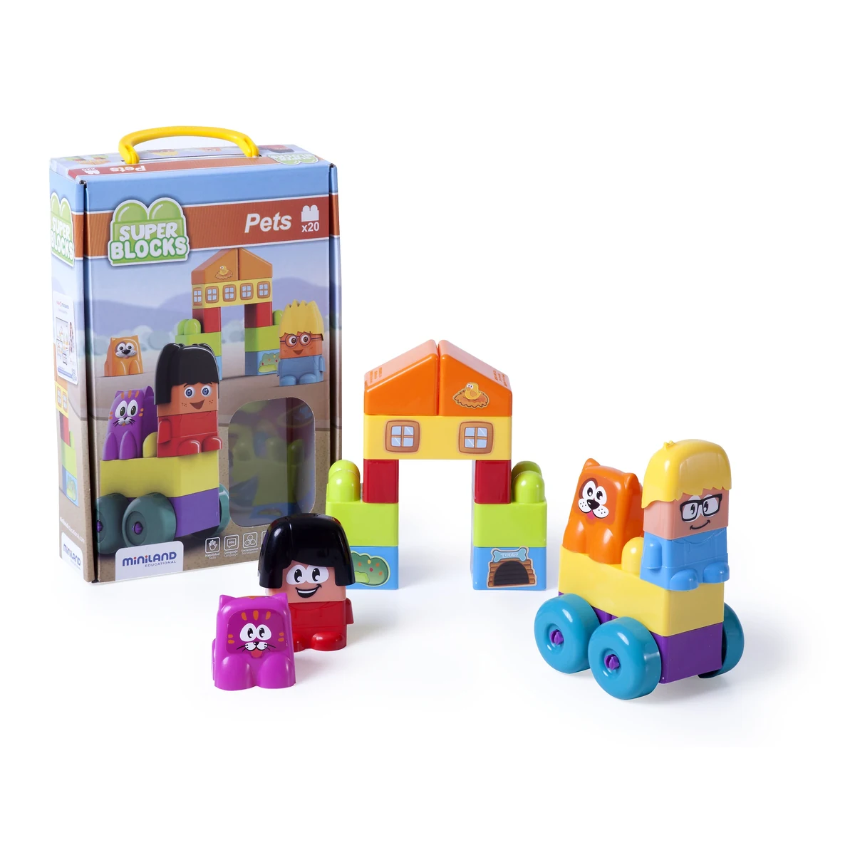Constructii, cuburi, forme si culori - Joc constructii Animale de companie - Miniland