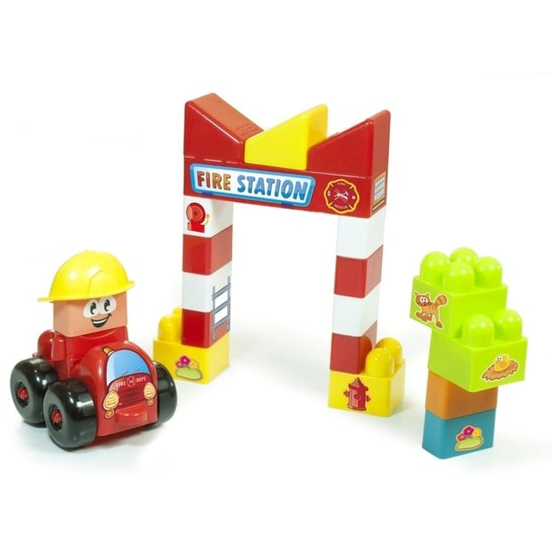 Constructii, cuburi, forme si culori - Joc constructii tematic Statie pompieri - Miniland