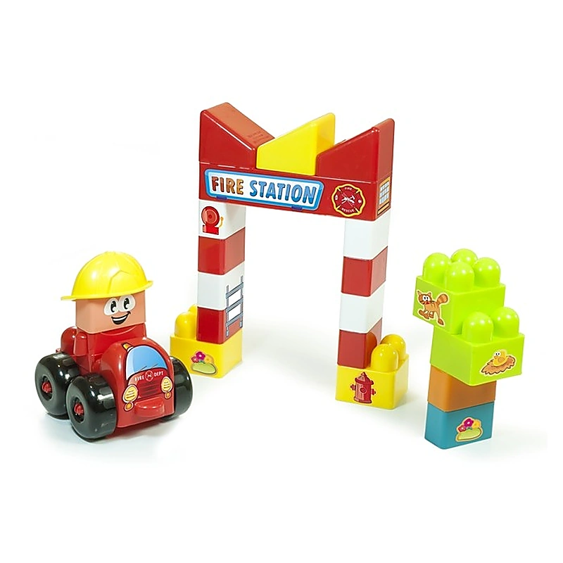 Constructii, cuburi, forme si culori - Joc constructii tematic Statie pompieri - Miniland