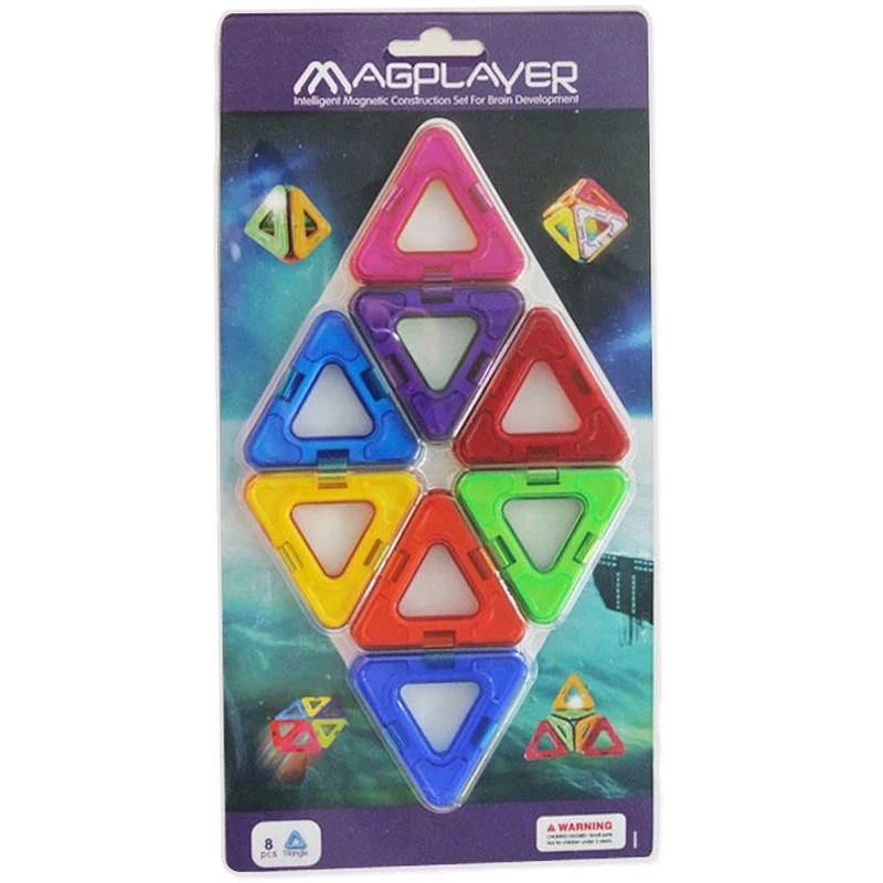 Constructii, cuburi, forme si culori - Joc de constructie magnetic - 8 piese
