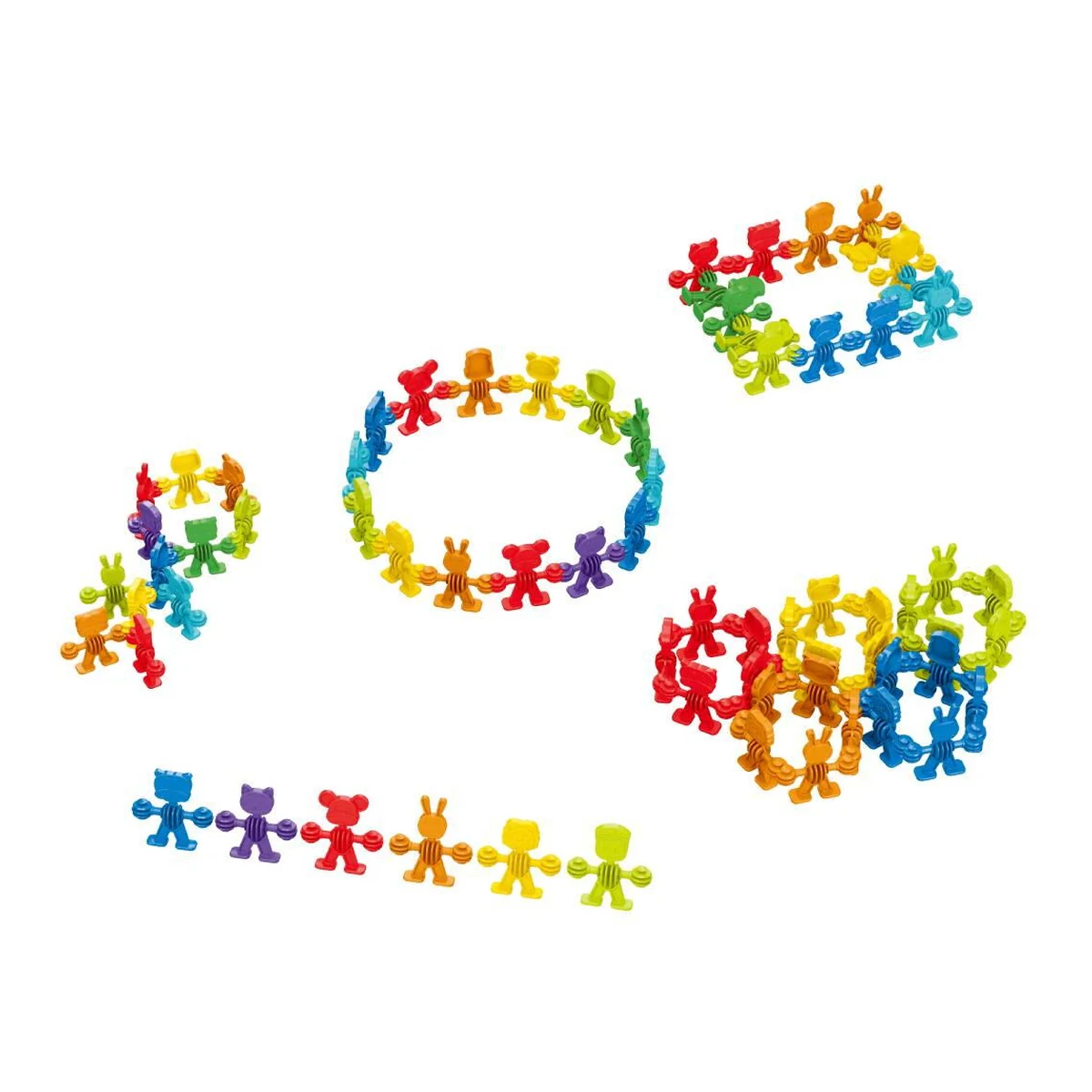 Constructii, cuburi, forme si culori - Joc de constructie STEAM - Animalute vesele (32 piese)