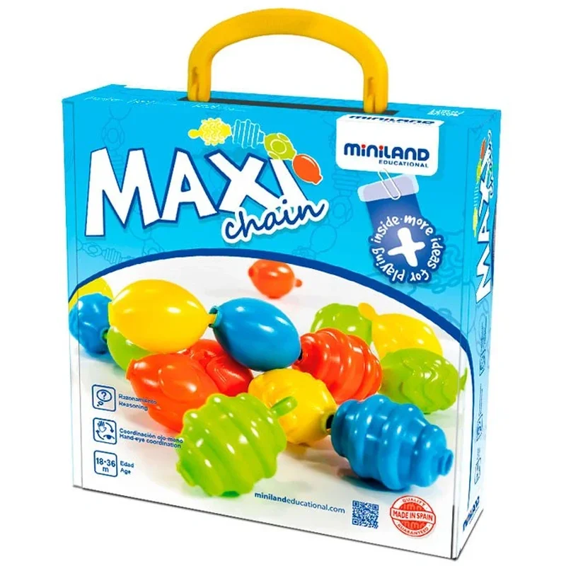 Constructii, cuburi, forme si culori - Joc de imbinat Maxichain - Miniland
