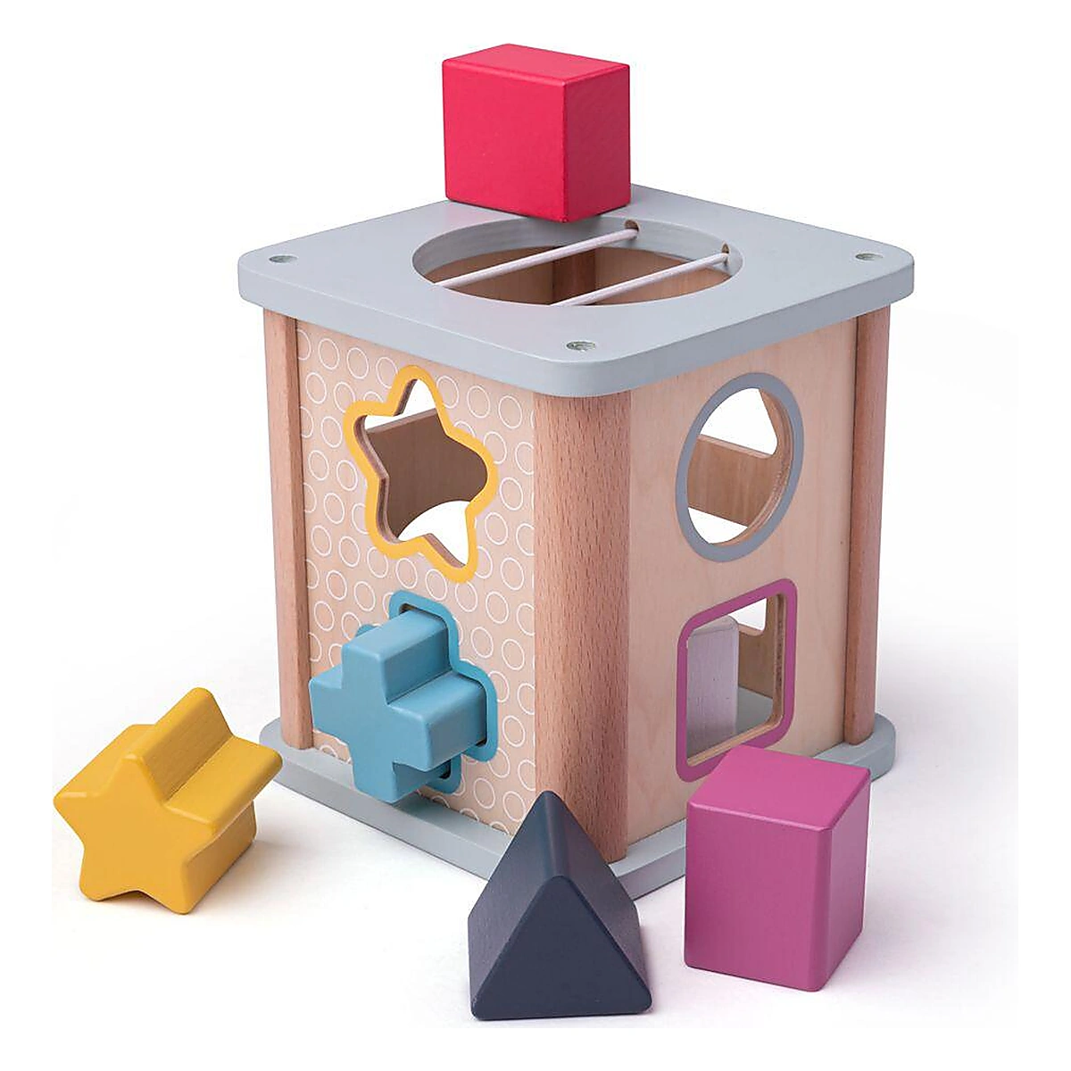 Jucarii bebelusi - Joc sortare - Cubul magic (pastel) BIGJIGS Toys 12 luni+