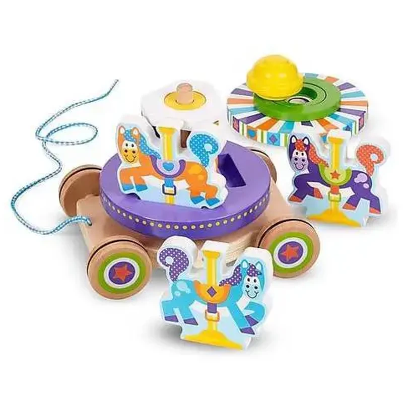 Jucarii de tras impins - Jucarie de tras carusel Melissa and Doug