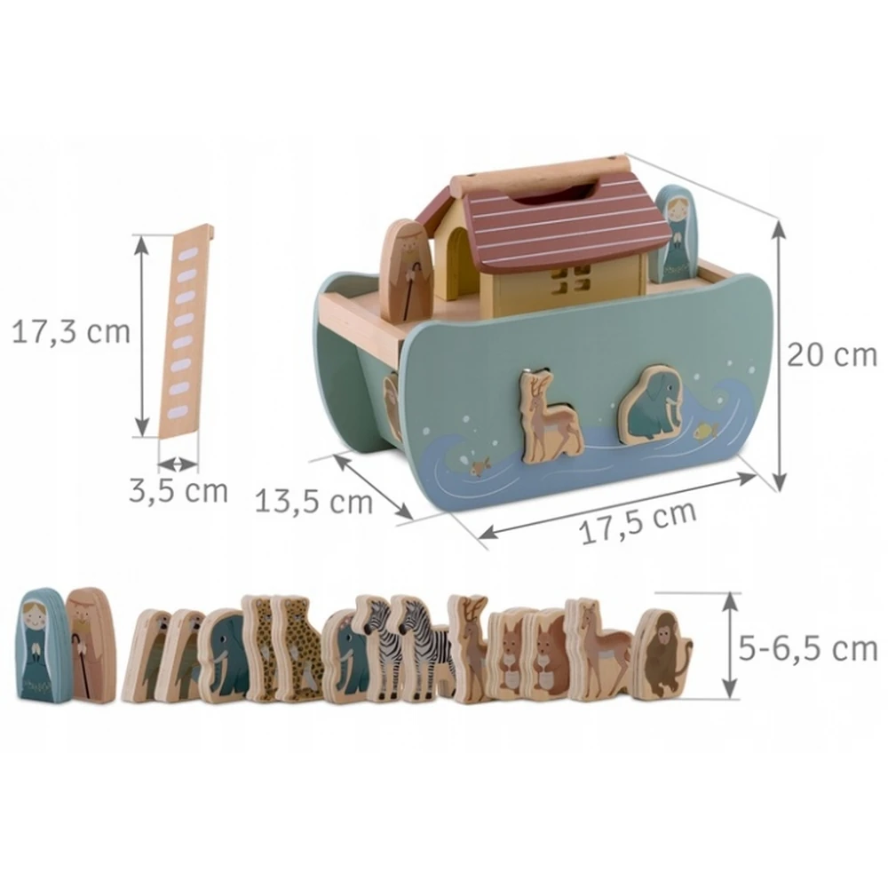 Jucarie educativa Arca lui Noe din lemn cu animalute, Nukido [6]