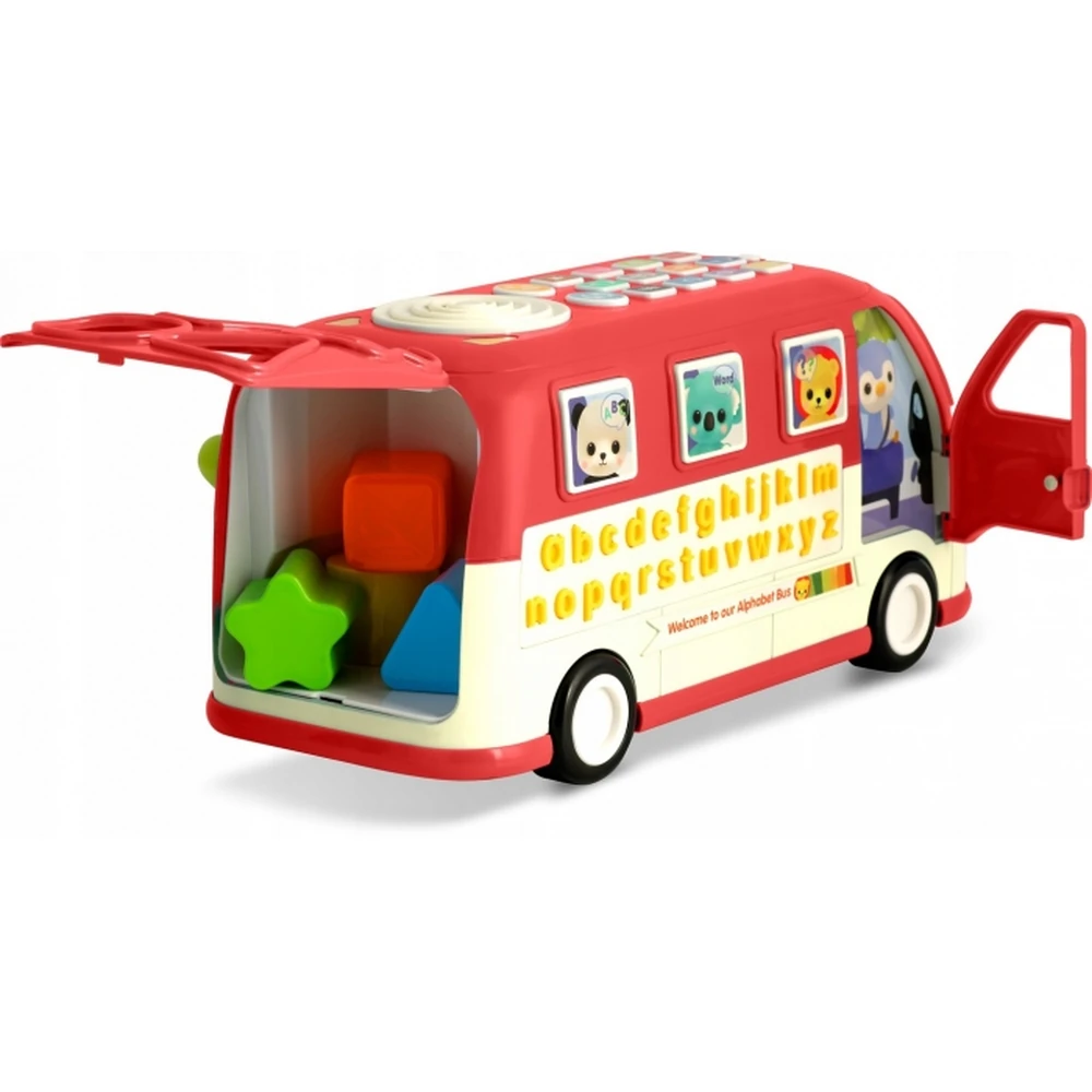 Jucarie educativa in forma de autobus cu sunete si cuburi Ricokids - Rosu [4]
