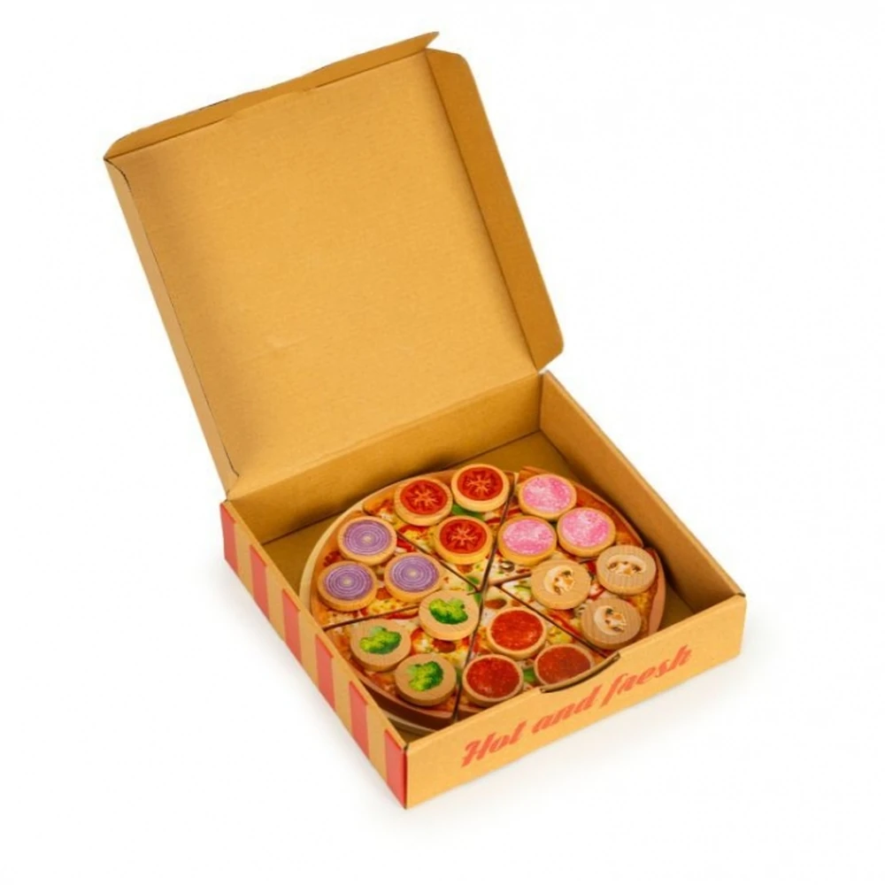 Jucarie interactiva din lemn sub forma de pizza, 27 elemente, Ecotoys [4]