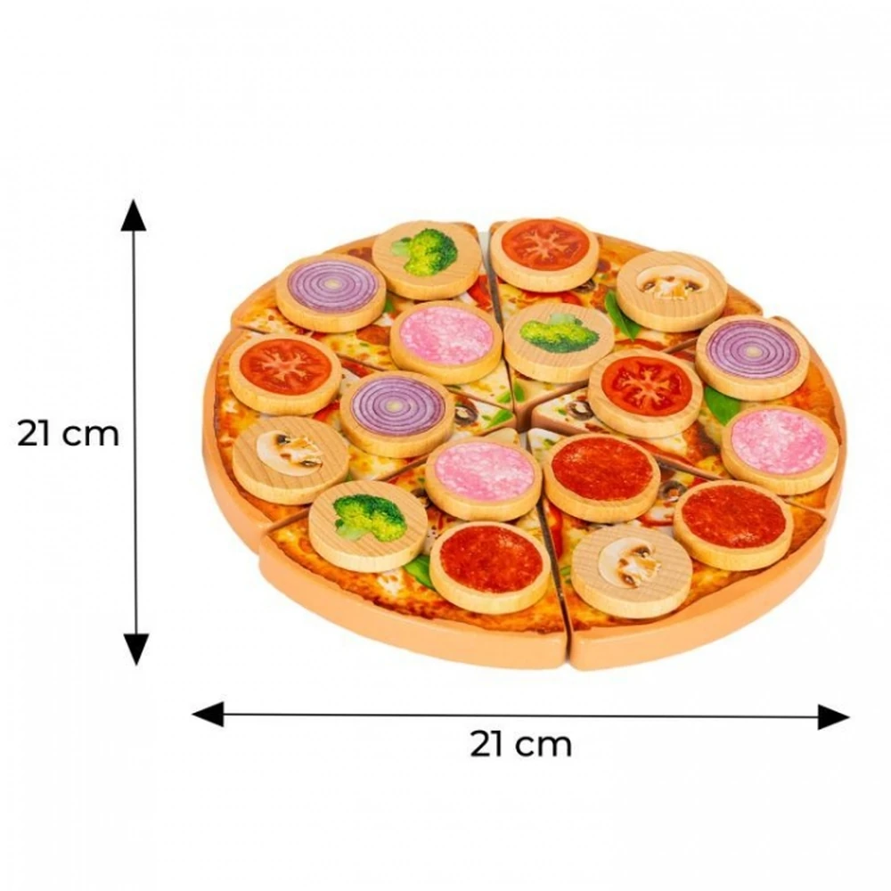 Jucarie interactiva din lemn sub forma de pizza, 27 elemente, Ecotoys [6]