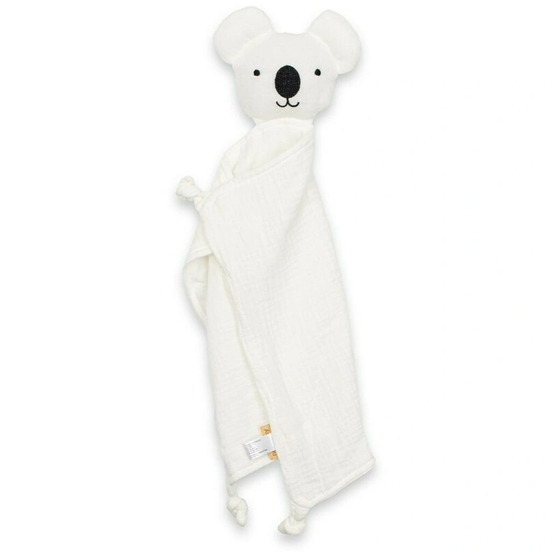 Jucarii bebelusi - Jucarie interactiva, New Baby, Koala, Din muselina, Bumbac, 30x30 cm, 0 luni+, White
