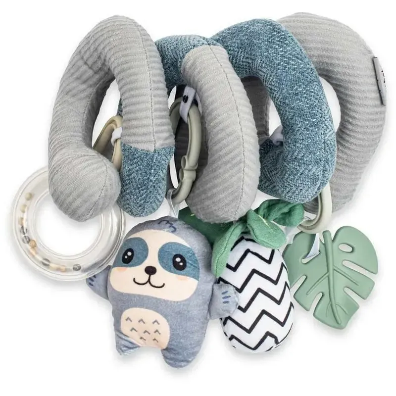 Jucarii bebelusi - Jucarie interactiva, New Baby, Spirala, Lenes, Pentru atasare la patut sau carucior, 0 luni+, Multicolor