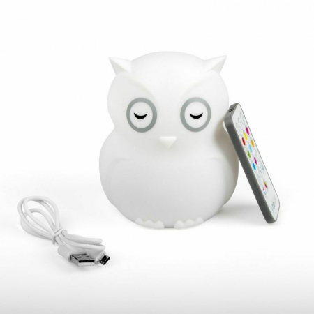 Lampa de veghe, BBluv, Bufnita, Hibu, Functionare pana la 10 ore, Cu telecomanda si cablu USB, 9 culori, White [4]