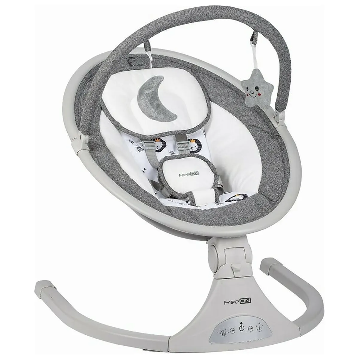 Balansoare si leagane bebelusi - Leagan balansoar, FreeOn, Elite, 12 melodii, 5 viteze de balansare si 3 pozitii de reglare a spatarului, Grey