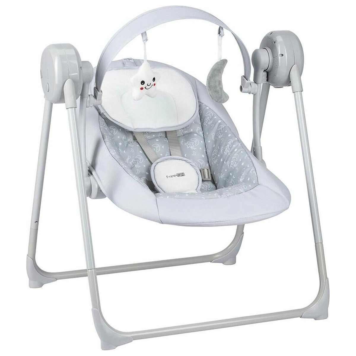 Balansoare si leagane bebelusi - Leagan, FreeON, Snuggy, Cu 5 viteze de leganare, 8 melodii, Cu jucarii, Pana la 9 kg, Stars