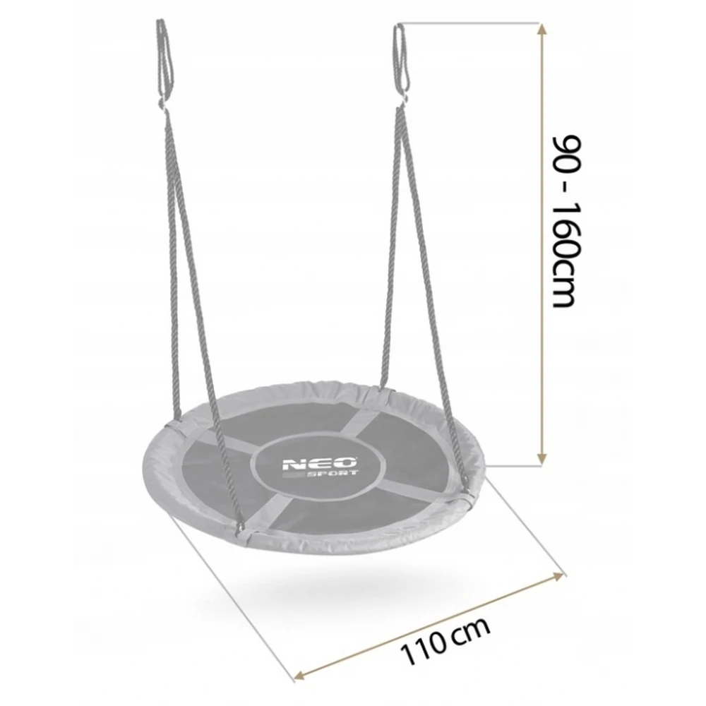 Leagan tip cuib pentru copii XXL, 110 cm, 150 kg, Neo-Sport 110311, Gri [7]
