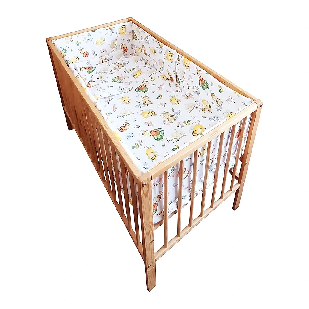 Asternuturi pentru patut - Lenjerie patut Buburuza 5 piese (pernuta, plapuma, cearceaf cu elastic, 2 aparatoare laterale)