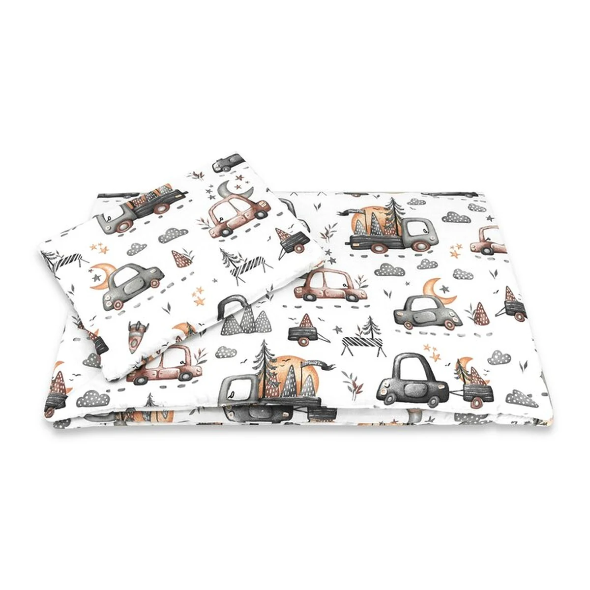 Lenjerie patut cu 3 piese, MimiNu, Cu cearceaf 120x60 cm, Pilota, Pernuta, bumbac 100%, Cars Grey [5]