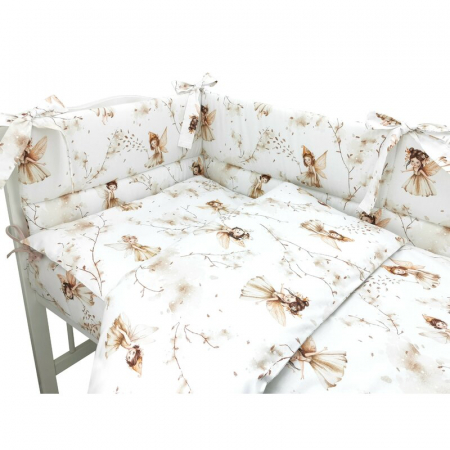 Lenjerie patut cu 3 piese, MimiNu, Pentru patut 120x60 cm, Cu protectie laterala, Fairy [2]