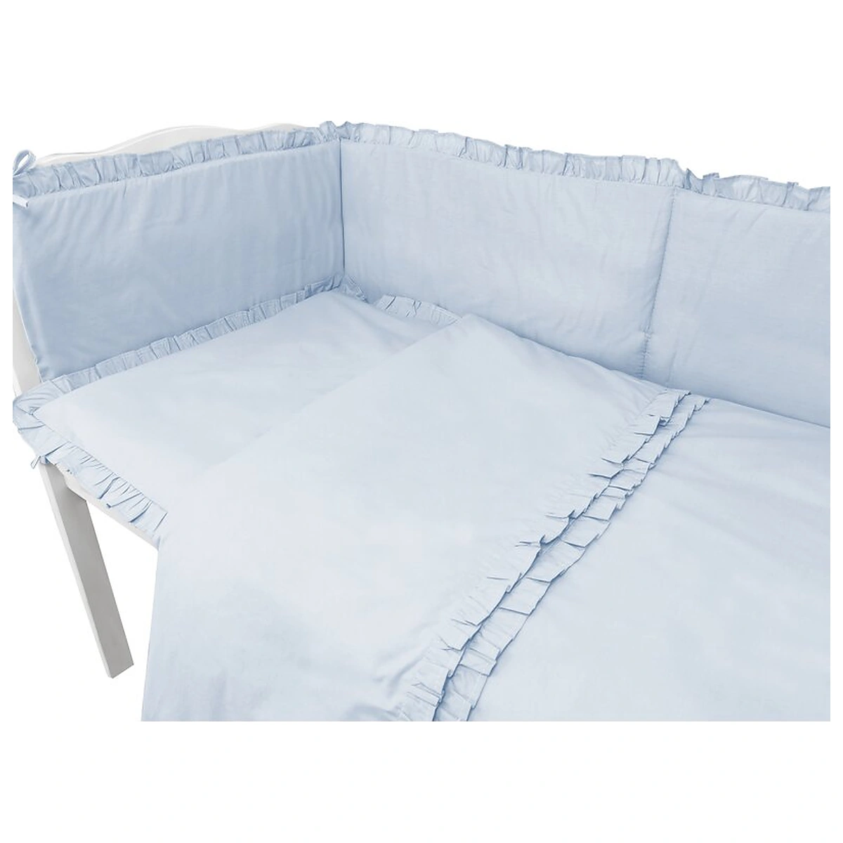 Lenjerie patut cu 3 piese, MimiNu, Pentru patut 120x60 cm, volanase, protectie laterala, bumbac certificat, Colectia [1]