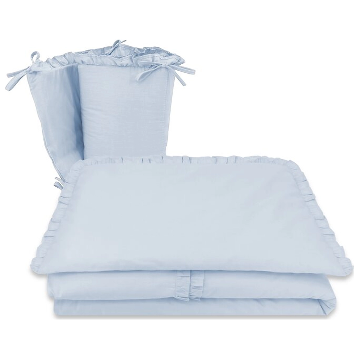 Somnul celor mici - Lenjerie patut cu 3 piese, MimiNu, Pentru patut 120x60 cm, volanase, protectie laterala, bumbac certificat, Colectia