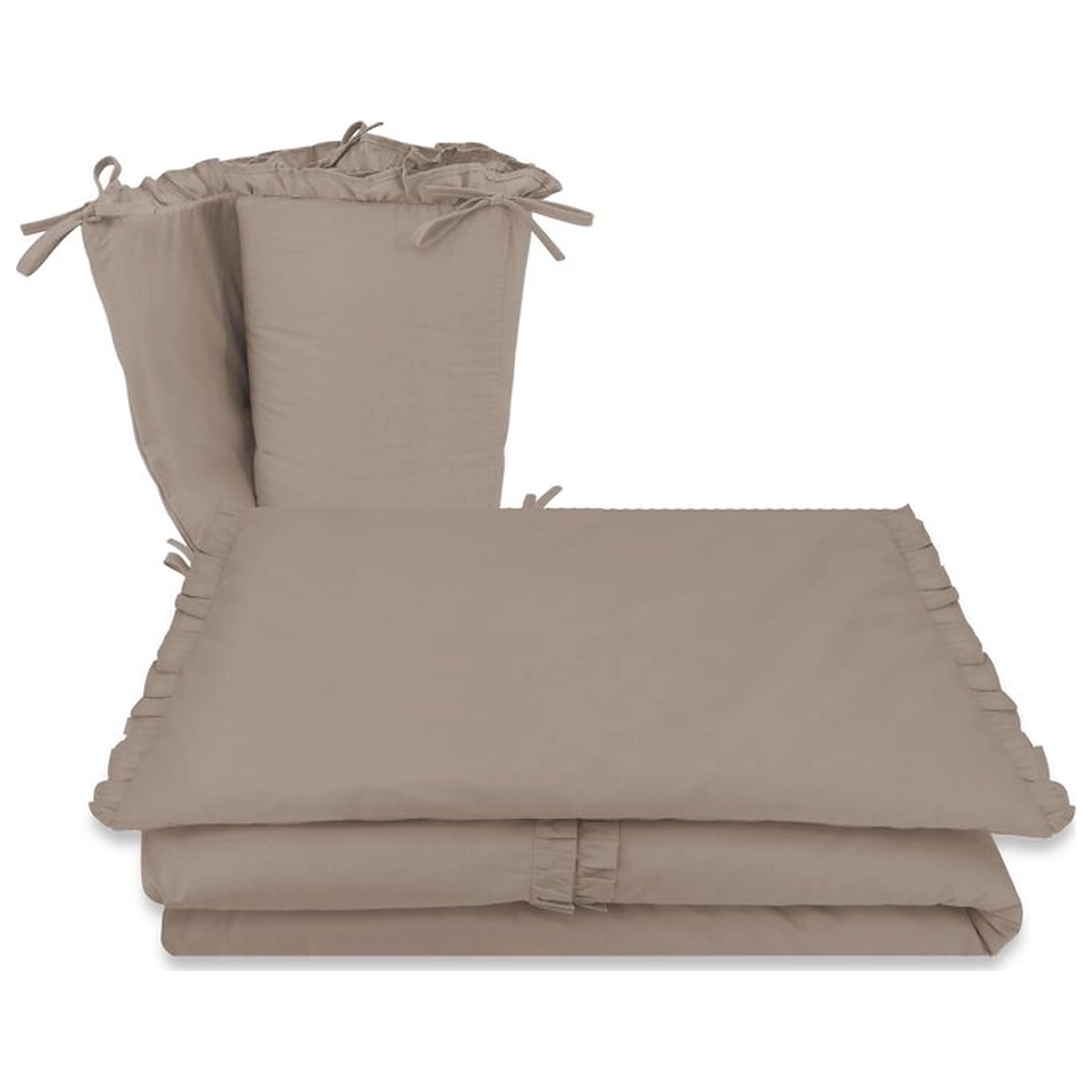 Somnul celor mici - Lenjerie patut cu 3 piese, MimiNu, Pentru patut 120x60 cm, volanase, protectie laterala, bumbac certificat, Colectia