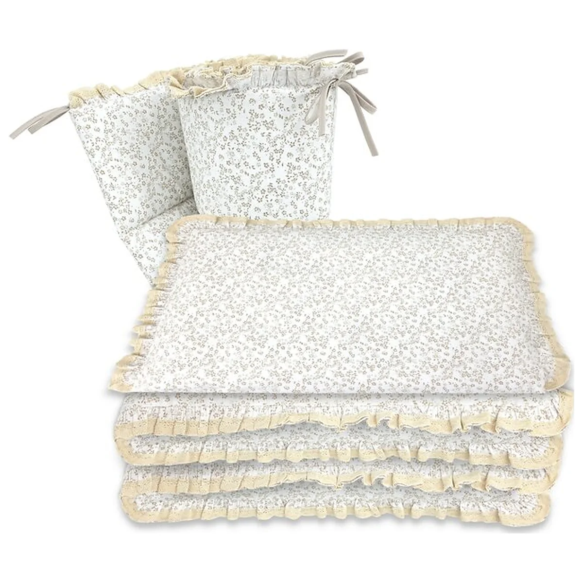 Somnul celor mici - Lenjerie patut cu 3 piese, MimiNu, Premium, Pentru patut 120x60 cm, protectie laterala, bumbac certificat, Meadow