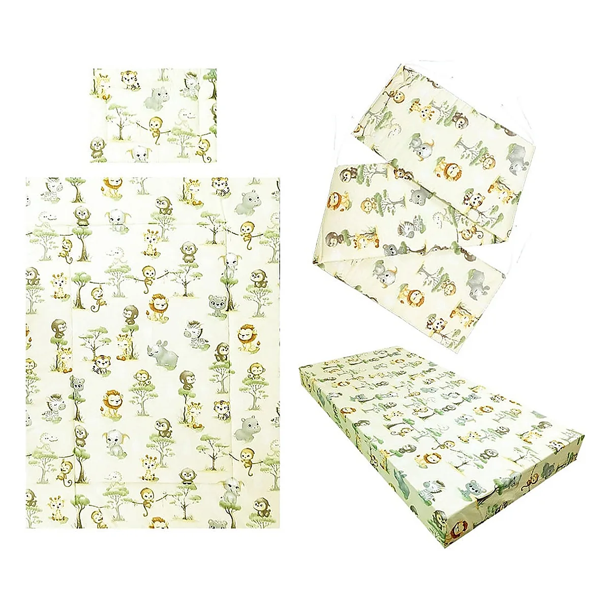 Seturi lenjerii - Lenjerie patut Maimutica, 4 piese, Crem