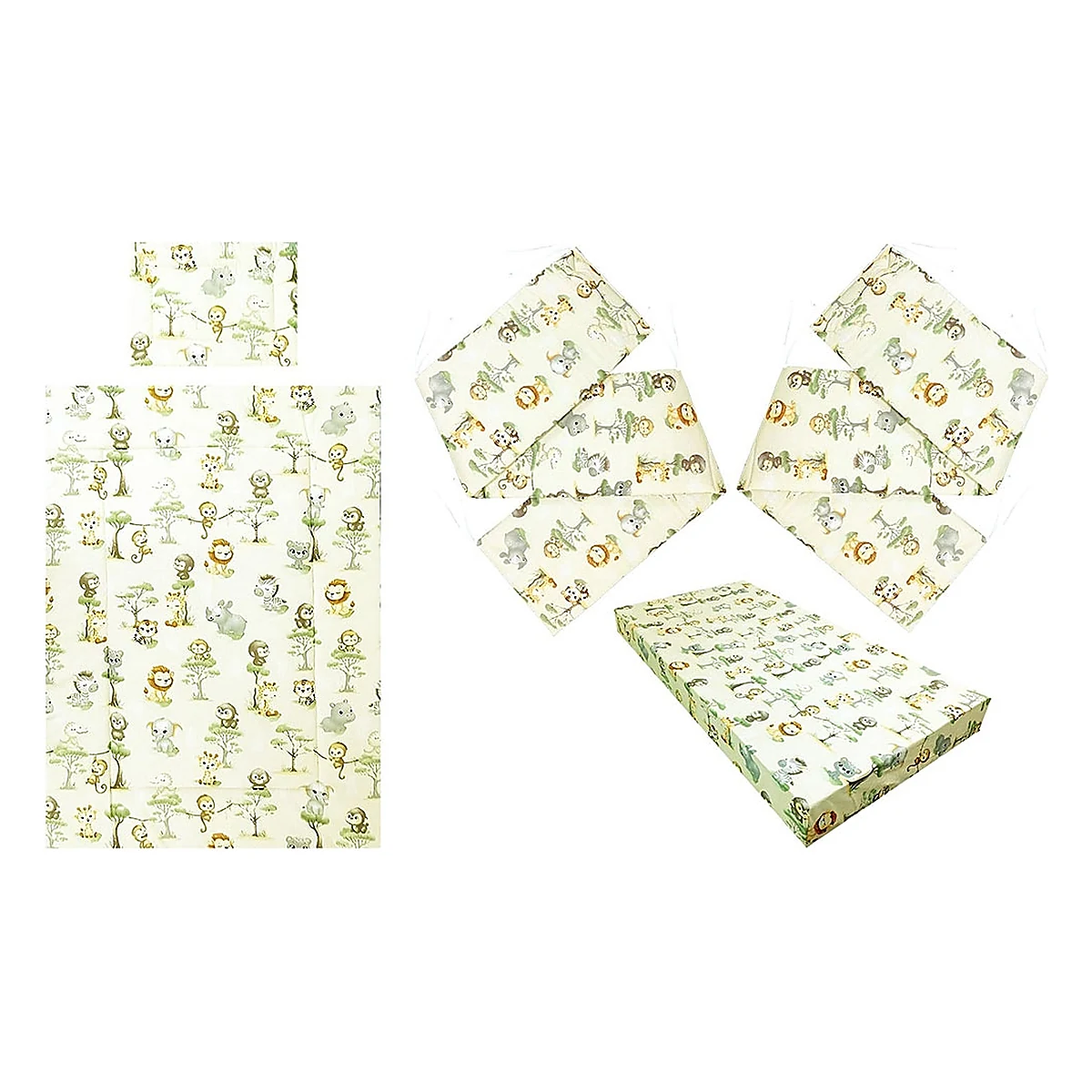 Seturi lenjerii - Lenjerie patut Maimutica, 5 piese, Crem