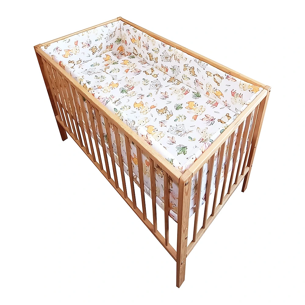 Asternuturi pentru patut - Lenjerie patut Vulpita 5 piese (pernuta, plapuma, cearceaf cu elastic, 2 aparatoare laterale)