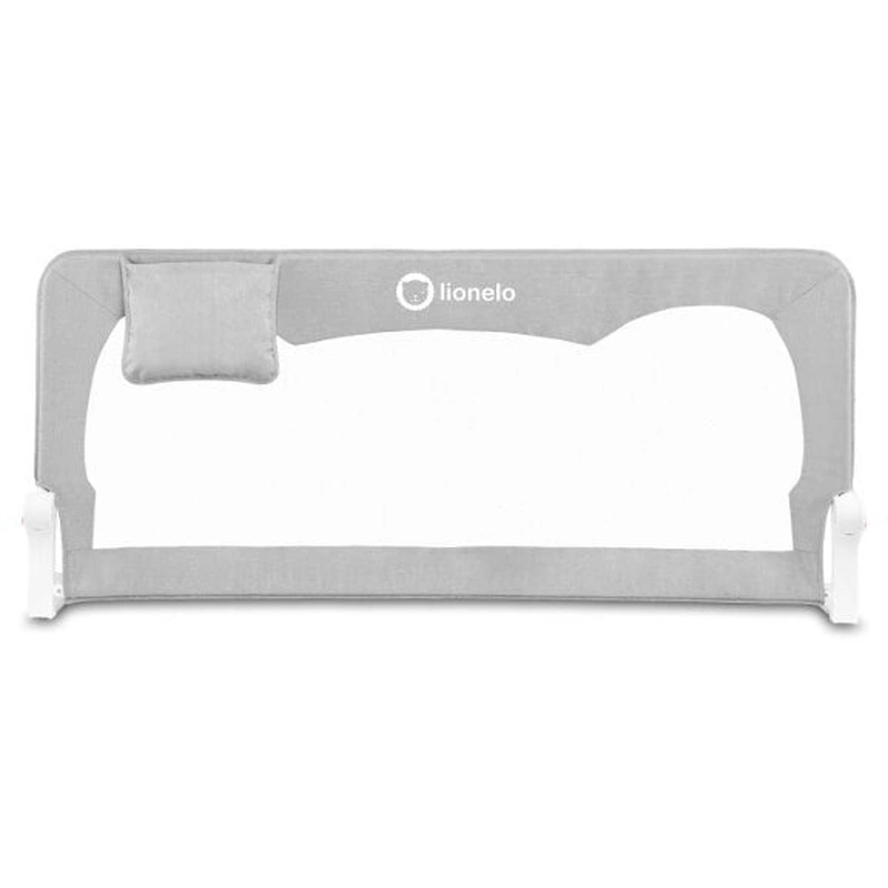 Bariere de pat - Lionelo - Bariera protectie pat Hanna , Cu buzunar accesorii, 150x66 cm, Conform cu standardul european de securitate BS7072, Gri