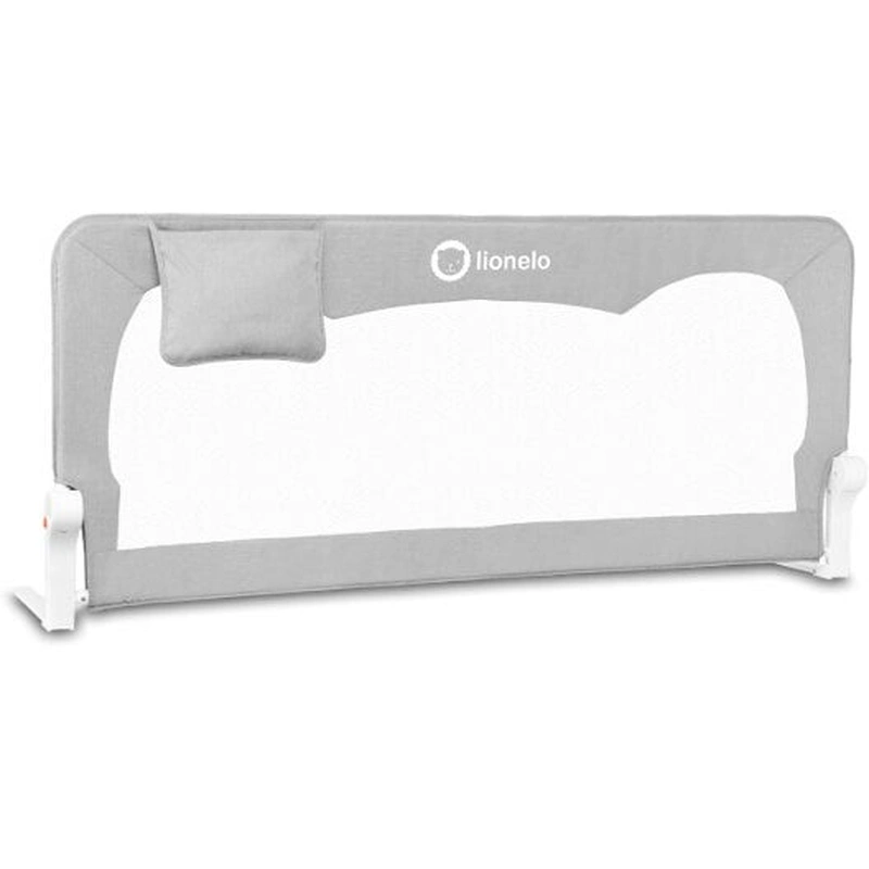 Lionelo - Bariera protectie pat Hanna , Cu buzunar accesorii, 150x66 cm, Conform cu standardul european de securitate BS7072, Gri [1]