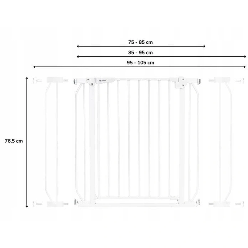 Lionelo - Poarta de siguranta prin presiune Truus Slim Led , Cu lumina Led cu senzor, 105 cm, Conform cu standardul european de securitate EN1930, Alb [1]