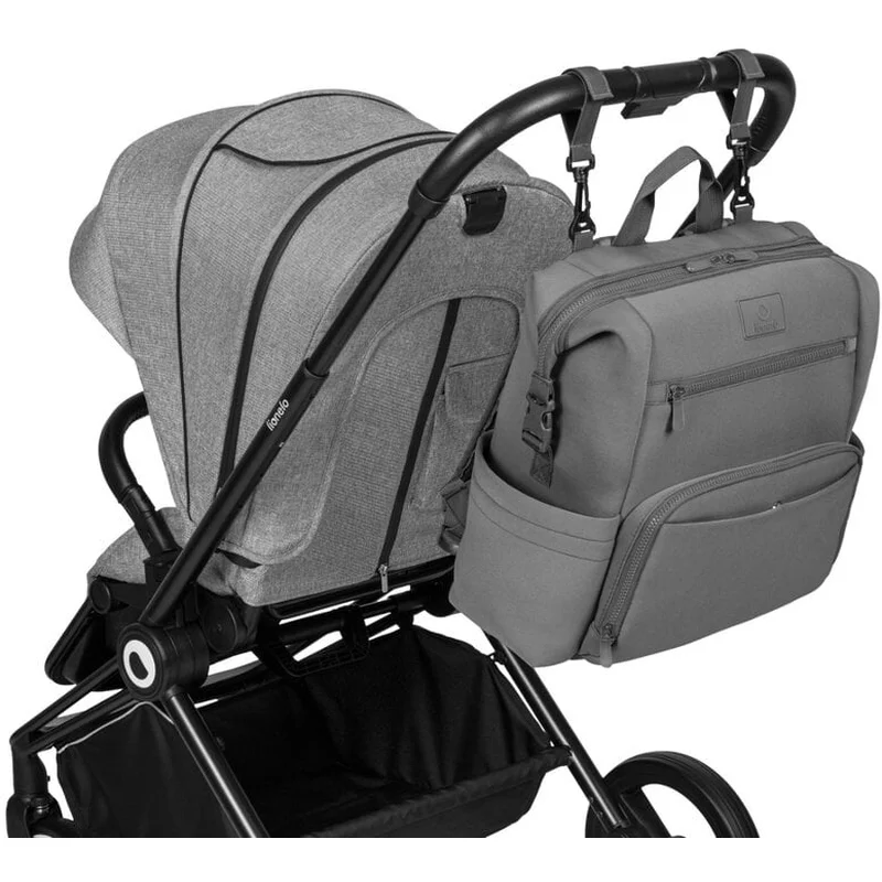 Lionelo - Rucsac impermeabil pentru mamici Cube, Cu 12 compartimente si salteluta de schimbat, Cu prindere universala de carucior, 36 x 36 x 23 cm, Gri [11]