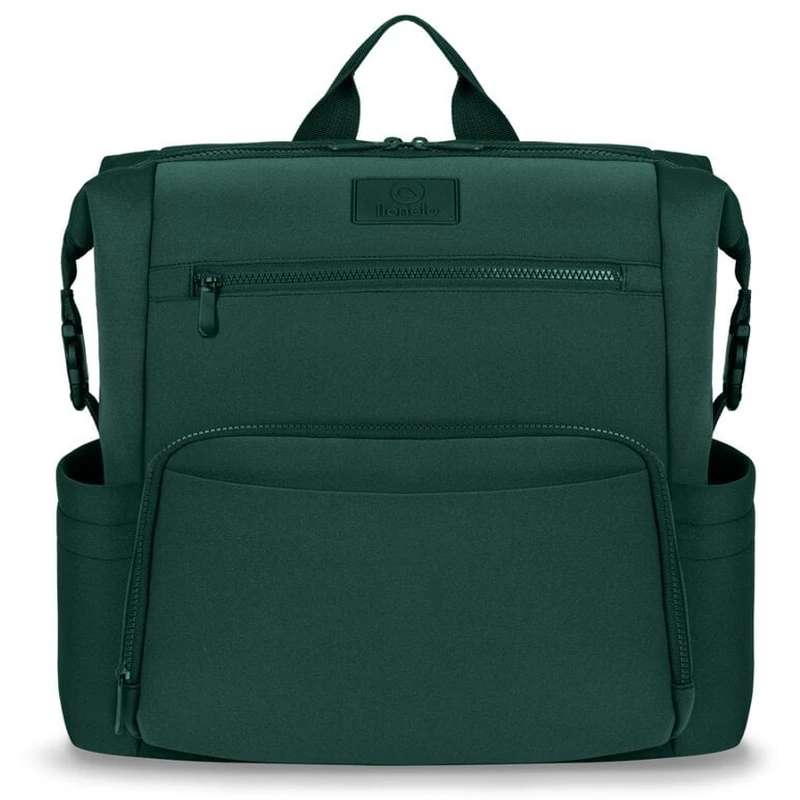 Lionelo - Rucsac impermeabil pentru mamici Cube, Cu 12 compartimente si salteluta de schimbat, Cu prindere universala de carucior, 36 x 36 x 23 cm, Verde [1]