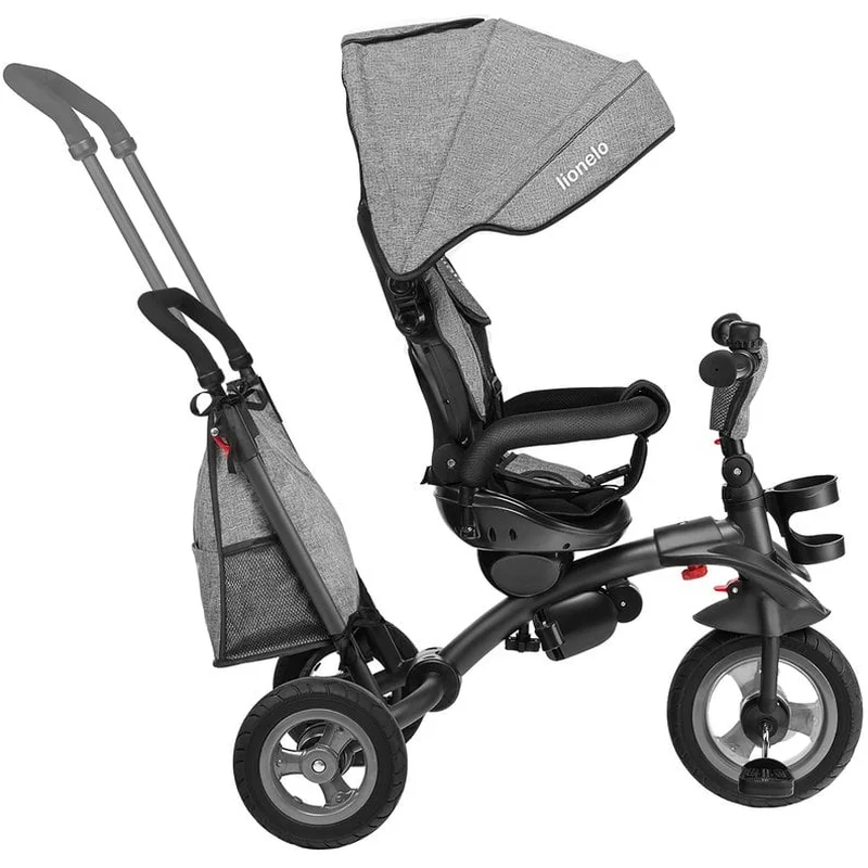 Lionelo - Tricicleta Tris, Mecanism de pedalare libera, Suport picioare, Control al directiei, Scaun reversibil, Rotire 360 grade, Pliabila, Conform cu standardul europeane de securitate EN71, Gri [4]