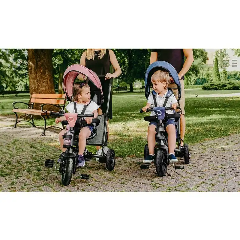 Lionelo - Tricicleta Tris, Mecanism de pedalare libera, Suport picioare, Control al directiei, Scaun reversibil, Rotire 360 grade, Pliabila, Conform cu standardul europeane de securitate EN71, Roz/Gri [20]