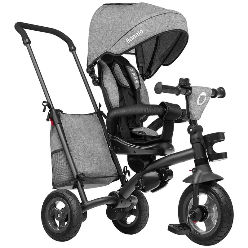 Lionelo - Tricicleta Tris, Mecanism de pedalare libera, Suport picioare, Control al directiei, Scaun reversibil, Rotire 360 grade, Pliabila, Conform cu standardul europeane de securitate EN71, Gri [3]