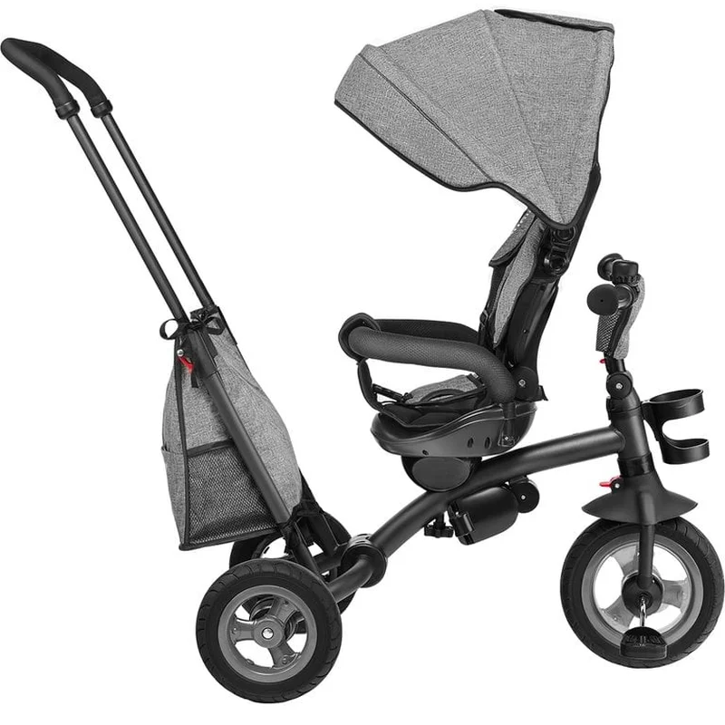 Lionelo - Tricicleta Tris, Mecanism de pedalare libera, Suport picioare, Control al directiei, Scaun reversibil, Rotire 360 grade, Pliabila, Conform cu standardul europeane de securitate EN71, Gri [1]