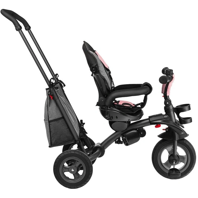 Lionelo - Tricicleta Tris, Mecanism de pedalare libera, Suport picioare, Control al directiei, Scaun reversibil, Rotire 360 grade, Pliabila, Conform cu standardul europeane de securitate EN71, Roz/Gri [11]