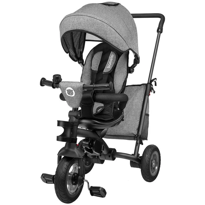 La plimbare - Lionelo - Tricicleta Tris, Mecanism de pedalare libera, Suport picioare, Control al directiei, Scaun reversibil, Rotire 360 grade, Pliabila, Conform cu standardul europeane de securitate EN71, Gri