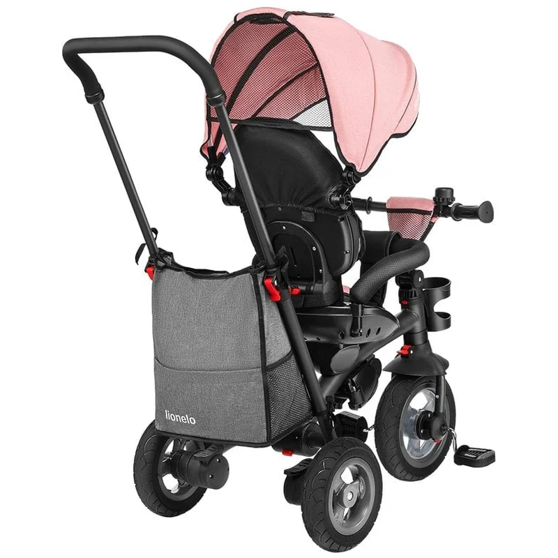Lionelo - Tricicleta Tris, Mecanism de pedalare libera, Suport picioare, Control al directiei, Scaun reversibil, Rotire 360 grade, Pliabila, Conform cu standardul europeane de securitate EN71, Roz/Gri [6]