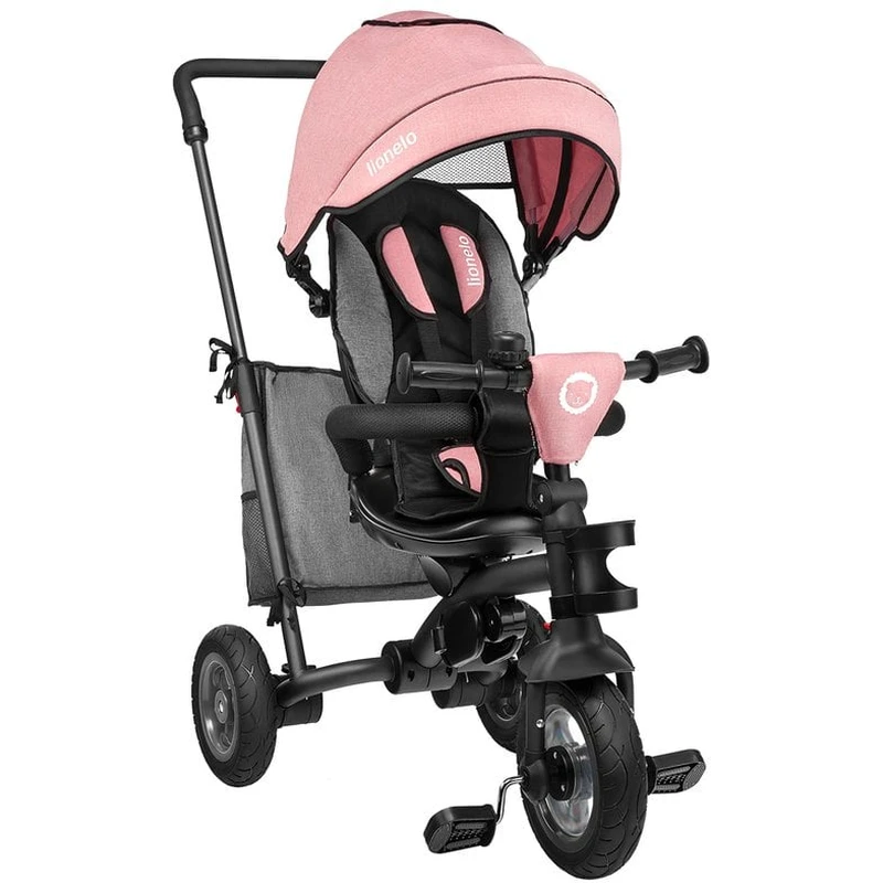 Lionelo - Tricicleta Tris, Mecanism de pedalare libera, Suport picioare, Control al directiei, Scaun reversibil, Rotire 360 grade, Pliabila, Conform cu standardul europeane de securitate EN71, Roz/Gri [7]