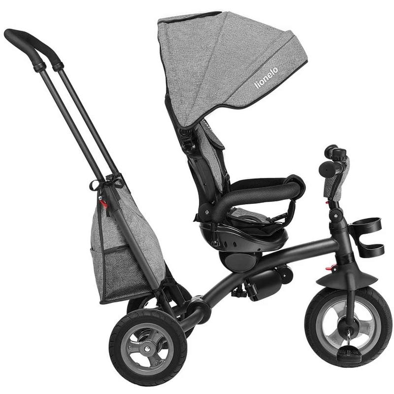 Lionelo - Tricicleta Tris, Mecanism de pedalare libera, Suport picioare, Control al directiei, Scaun reversibil, Rotire 360 grade, Pliabila, Conform cu standardul europeane de securitate EN71, Gri [5]