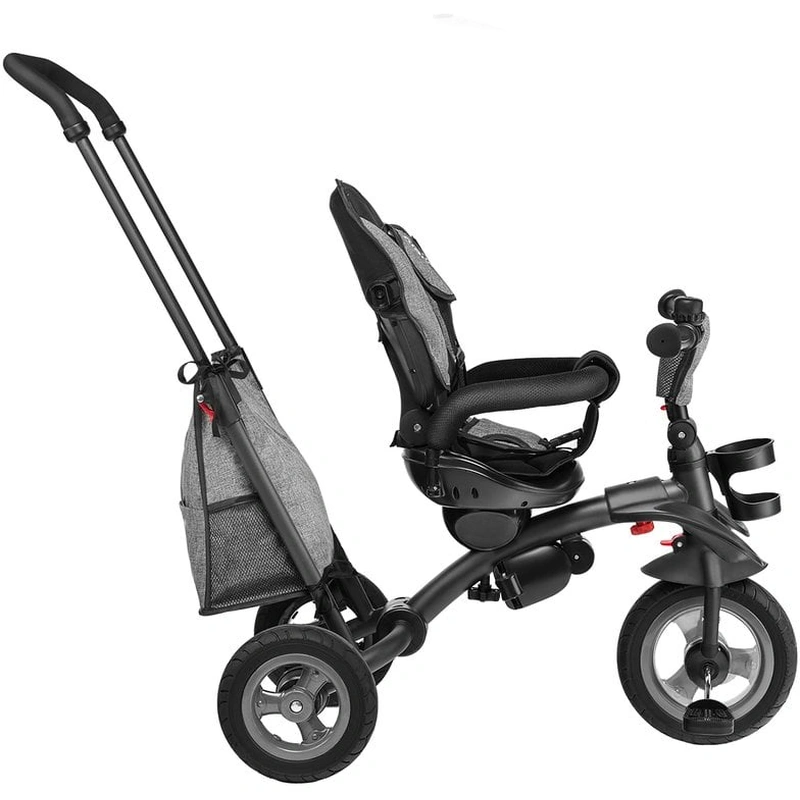 Lionelo - Tricicleta Tris, Mecanism de pedalare libera, Suport picioare, Control al directiei, Scaun reversibil, Rotire 360 grade, Pliabila, Conform cu standardul europeane de securitate EN71, Gri [7]