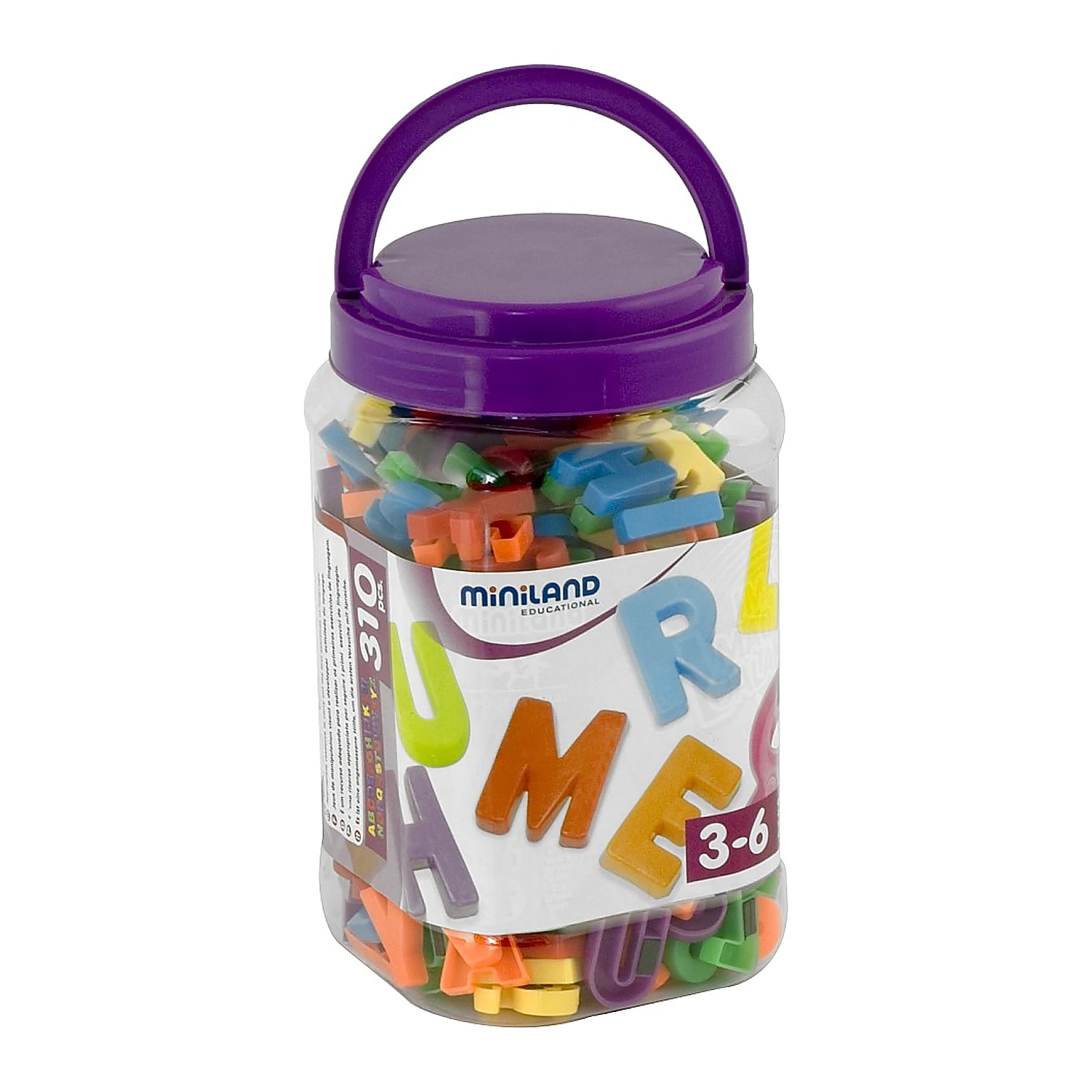 Litere, limbaj, cifre - Litere mari magnetice Miniland 310 buc